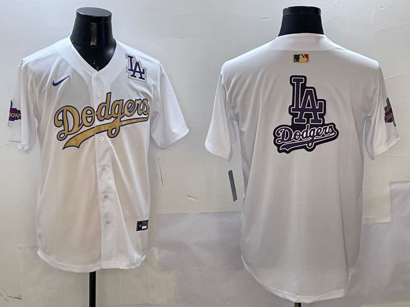 Men Los Angeles Dodgers Blank White Champion gold character 2025 Nike MLB Jersey style 21->los angeles dodgers->MLB Jersey